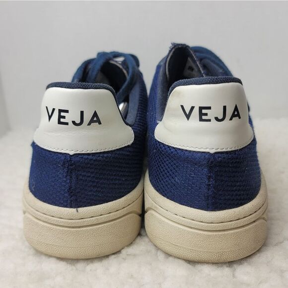 VEJA V-12 B-Mesh Sneaker Mens' Size 12.5 Navy Blue White Breathable Shoes - Picture 4 of 10